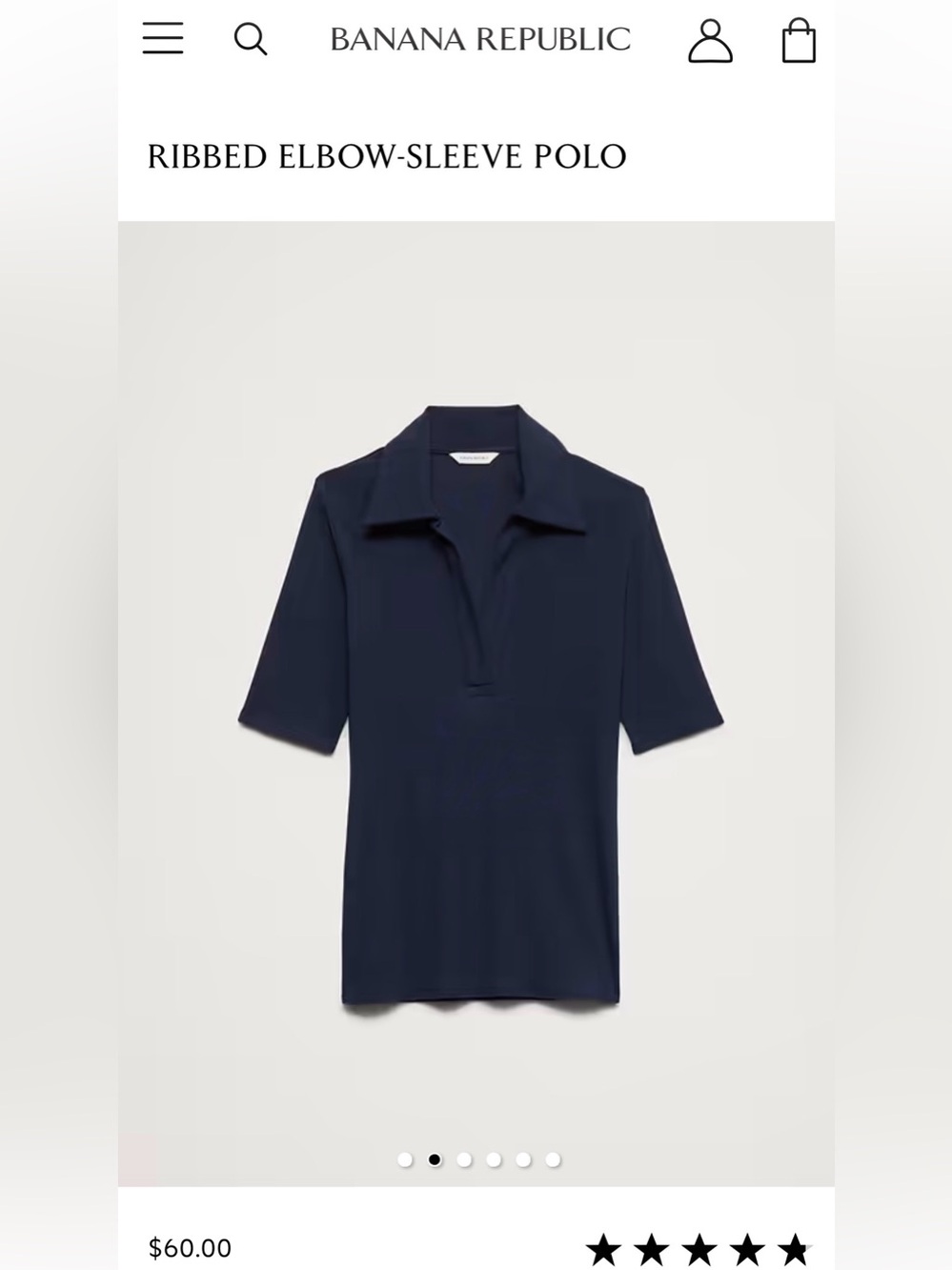 NWT Banana Republic split neck polo, Medium Navy perfect condition